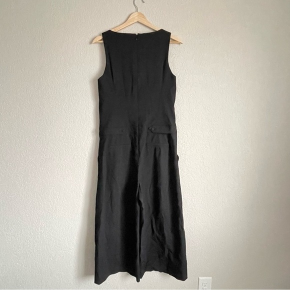 Veronica beard jumpsuit women's 6 black wide leg v-neck tuxedo sleeveless - Picture 2 of 7
